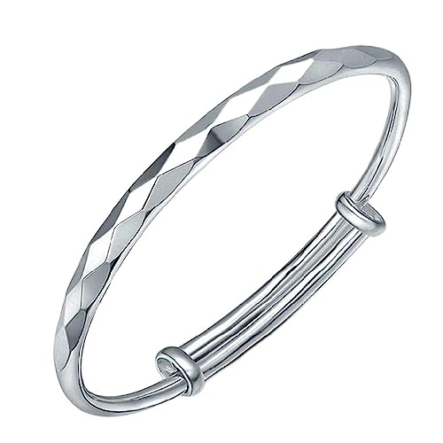 Armreifenarmband Anpassungsterling Silber, Sterling Silber Armband für Frauen, Frauen Silber Armband Einstellbarer Manschettenknochenmangelnarm Armbänder Sterling Silber Schmuck Geburtstag Geschenke von CWZZWS