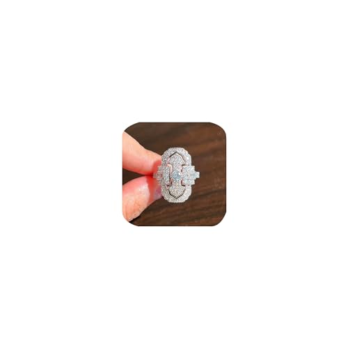 Art-Deco-Ringe für Frauen filigree pave cz breite Rüstung Vollfinger Statement Ring Kubikzironias Vintage Gemstone Ring 925 Sterling Silver Blue Sapphire Prinzessin Eternity Band (6#), Ke-Gt01-3j36 von CWZZWS