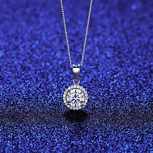 CWZZWS 1 Karat Moissanit Diamant Anhänger Halskette S925 Festes Silber für Frauen Hochzeit Engagement glänzender Schlüsselbeutel Kette Geschenk von CWZZWS