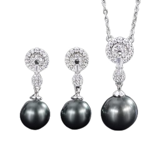CWZZWS 12-14 mm weißer schwarzer Big Pearl Diamond Anhänger Halskette Ohrringe für Frauen Jubiläum Hochzeit Schmucksets CWZZWS 12-14 mm weißer schwarzer Big Pearl Diamond Anhänger Halskette Ohrringe für Frauen Jubiläum Hochzeit Schmucksets von CWZZWS