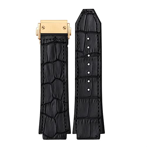 CWZZWS 25 * 19mm echter Kuhleder Gummi -Uhrband für das klassische Fusion Universe Big Bang Serie Männer Belt Watch Band Butterfly Buckl von CWZZWS