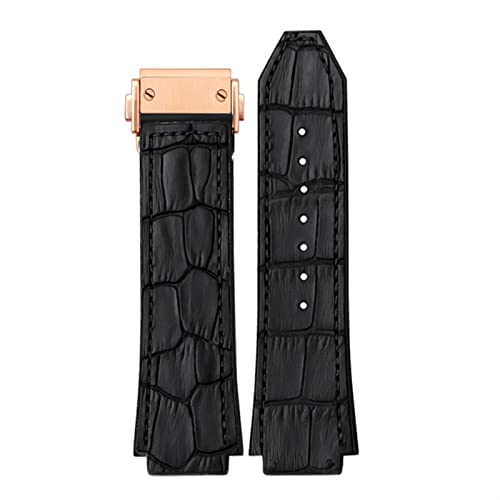 CWZZWS 25 * 19mm echter Kuhleder Gummi -Uhrband für das klassische Fusion Universe Big Bang Serie Männer Belt Watch Band Butterfly Buckl von CWZZWS