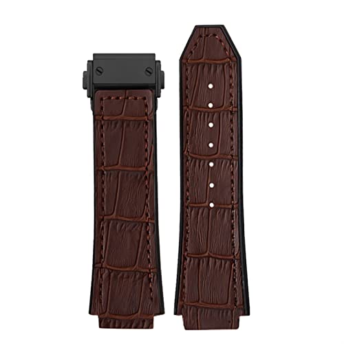 CWZZWS 25 * 19mm echter Kuhleder Gummi -Uhrband für das klassische Fusion Universe Big Bang Serie Männer Belt Watch Band Butterfly Buckl von CWZZWS