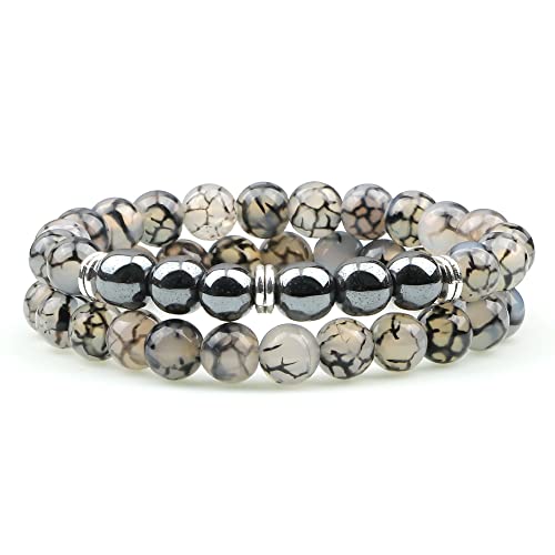 CWZZWS 2pcs Männer Tiger Augensteinarmband Hämatit natürliche Lavabockperlen Strang Armbänder & Armreifen für Frauen Energie CWZZWS 2pcs Männer Tiger Augensteinarmband Hämatit natürliche Lavabockperlen Strang Armbänder & Armreifen für Frauen Energie von CWZZWS