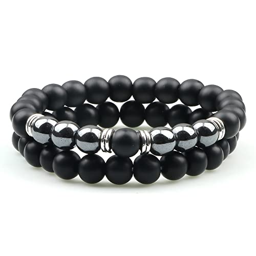 CWZZWS 2pcs Männer Tiger Augensteinarmband Hämatit natürliche Lavabockperlen Strang Armbänder & Armreifen für Frauen Energie CWZZWS 2pcs Männer Tiger Augensteinarmband Hämatit natürliche Lavabockperlen Strang Armbänder & Armreifen für Frauen Energie von CWZZWS
