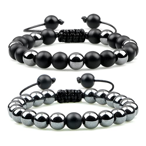 CWZZWS 2pcs Männer Tiger Augensteinarmband Hämatit natürliche Lavabockperlen Strang Armbänder & Armreifen für Frauen Energie CWZZWS 2pcs Männer Tiger Augensteinarmband Hämatit natürliche Lavabockperlen Strang Armbänder & Armreifen für Frauen Energie von CWZZWS