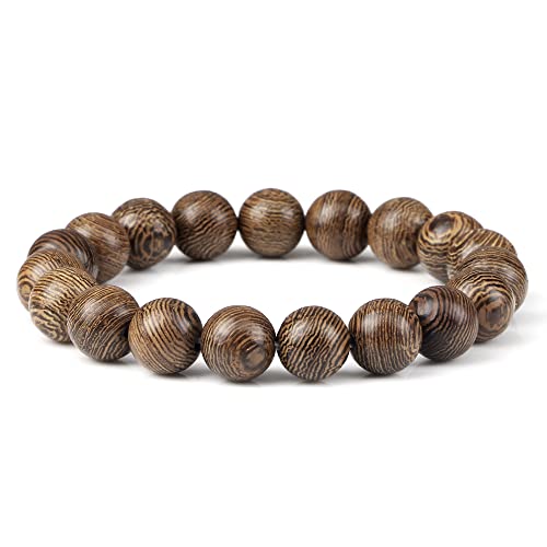 CWZZWS 6 8 10 12 mm Holzperlen Armbänder Männer elastische buddhistische Gebetsarmbänder & Armreifen handgefertigt Frauen Yoga von CWZZWS