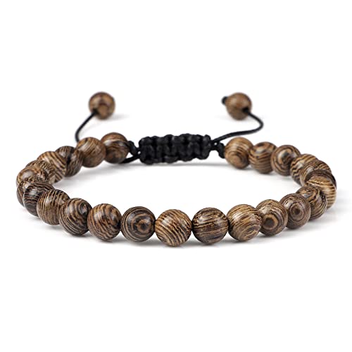 CWZZWS 6 8 10 12 mm Holzperlen Armbänder Männer elastische buddhistische Gebetsarmbänder & Armreifen handgefertigt Frauen Yoga von CWZZWS