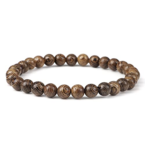 CWZZWS 6 8 10 12 mm Holzperlen Armbänder Männer elastische buddhistische Gebetsarmbänder & Armreifen handgefertigt Frauen Yoga von CWZZWS