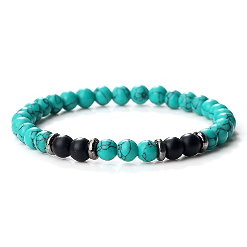 CWZZWS 6 mm Perlen Armbänder Männer natürlicher Tiger Augenstein Schwarzer Onyx Strang Armband Stretch Armreifen Frauen Energie Yoga Handgelenk von CWZZWS