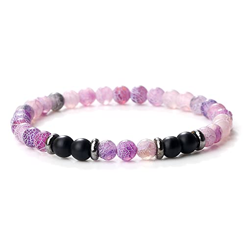 CWZZWS 6 mm Perlen Armbänder Männer natürlicher Tiger Augenstein Schwarzer Onyx Strang Armband Stretch Armreifen Frauen Energie Yoga Handgelenk von CWZZWS