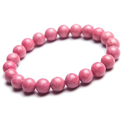CWZZWS 8 mm natürliche Rose Rhodonit Gemstone Round Kristallperlenarmband von CWZZWS