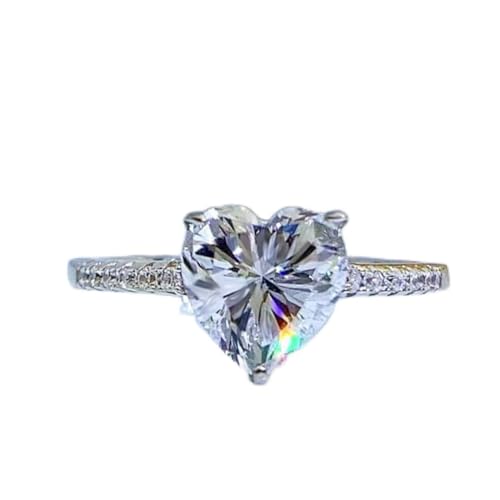CWZZWS 925 Sterling Silber 8 * 8mm Herz -Kohlenstoff -Diamantringe für Frauen funkelnde Hochzeit Schmuck von CWZZWS