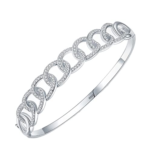 CWZZWS Armband Blendling Zirkon Hollow Design Elegante Armbänder für Frauen Sterling Silber Simple Schmuck (17 cm) von CWZZWS