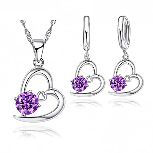 CWZZWS Brauthochzeit Schmuck Set für Frauen Herzkristall Engagement Halsketten Ohrringe Accessoire von CWZZWS