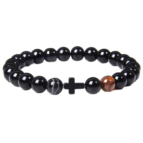CWZZWS Buddhismus Gebetskreuz -Armbänder Männer natürliche Heilungsenergie Polihsed Amethysten Pulsera Frauen schwarzer Onyx Armreif 21 cm hellgelbe Farbe von CWZZWS