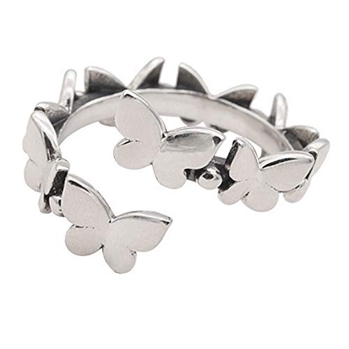 CWZZWS Butterfly 925 Sterling Silber Ring für Frauen Vintage Oxidierte Kugelperle Erweiterbare offene Ringe verstellbare Boho Hand MADE MADE MADE MAWELY BUTSTRUTSTY Jubiläum Weihnachten Valentines von CWZZWS