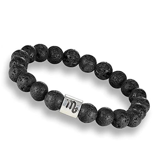 CWZZWS Charm Schmuck Edelsteinarmband, natürliche schwarze Lava -Steinperlen Perlen Armbänder, Skorpion -Anhänger -Armreifen, elastisches Kristallarmband Fashion Kristallschmuck für Männer Frauen von CWZZWS