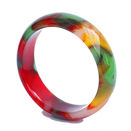 CWZZWS Damen Jade Armreifen, farbenfrohe Chalcedon -Achate Jade Ethnischer Stil farbiger Jade -Jade -Armband, Ladies Bracelet, mit Schmuckboxverpackungen (60 mm) von CWZZWS