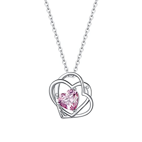 CWZZWS Dreifach Herzform Pink Zirkon Stein Liebe Halskette Frauen Hochzeit Engagement Fein Schmuck Geschenk für Mädchen von CWZZWS