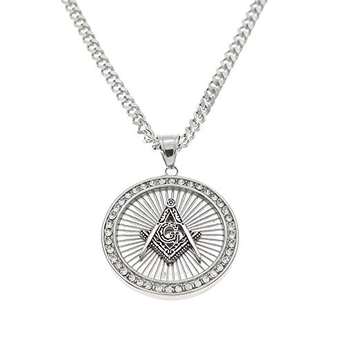 CWZZWS ECED Out Gold Color Round Anhänger Hip Hop Compass Halskette für Männer/Frauen von CWZZWS