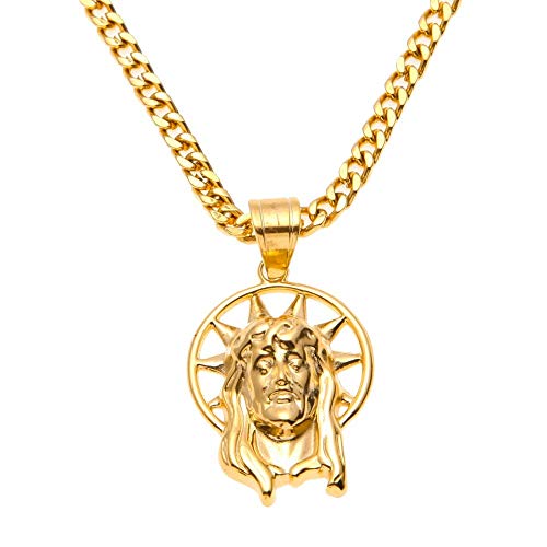 CWZZWS Edelstahl Anhänger Halskette Herren Hip Hop Gold Farbgottheit Charming Anhänger mit Schmuck CWZZWS Edelstahl Anhänger Halskette Herren Hip Hop Gold Farbgottheit Charming Anhänger mit Schmuck von CWZZWS