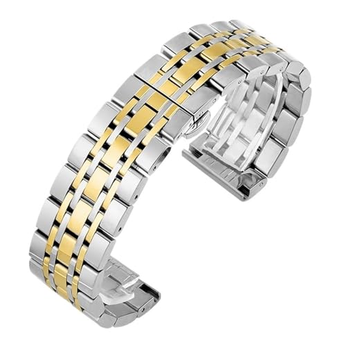 CWZZWS Edelstahl -Metall -Uhr -Band für Männer und Frauen mit doppelter Faltverschluss Schnellveröffentlichungs -Uhrenband poliert von CWZZWS