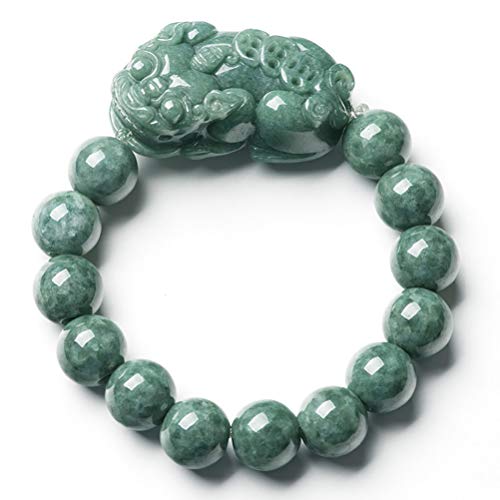 CWZZWS Feng Shui Jade Pixiu Wohlstand Armband Wohlstand Piyao Stretch Bangle Burma fei cui jade aaa Level Talisman Natural Edelstein Stein anziehen Geld viel Glück für Männer Frauen von CWZZWS