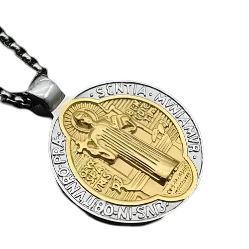 CWZZWS Girl Products St. Benedict Halskette für Frauen und Männer, 925 Sterling Silber Religiöse San Benito -Medaillenanhänger, St. Benedict Medaille, Medalla de San Benito, San Benito Medalla, Saint von CWZZWS