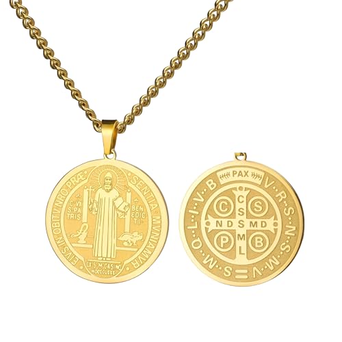 CWZZWS Girl Products St. Benedict Halskette für Frauen und Männer, 925 Sterling Silber Religiöse San Benito -Medaillenanhänger, St. Benedict Medaille, Medalla de San Benito, San Benito Medalla, Saint von CWZZWS