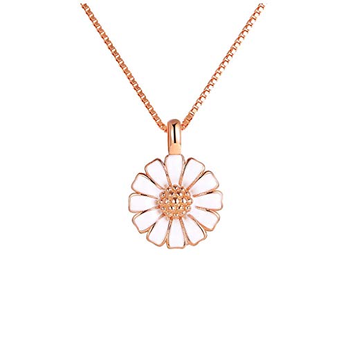CWZZWS Halskette Little Daisy Halskette Weibliche Schlüsselbeutel Kette 925 Sterling Silber Halskette Mädchen Temperament Anhänger kleiner frischer (Geschenkbox) Ladies Halskette (AB) von CWZZWS