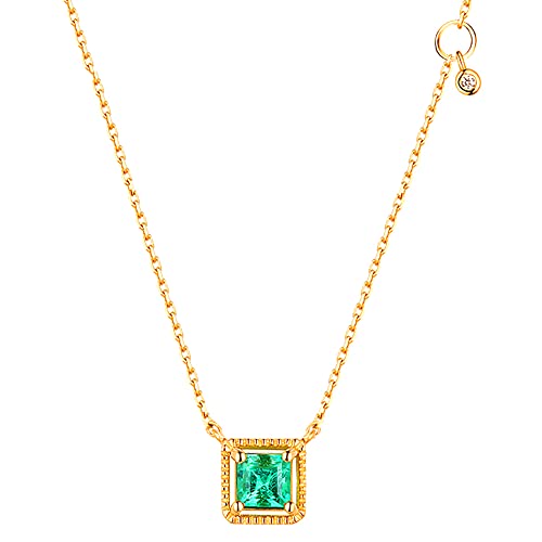 CWZZWS Halskette für Frauen grünes Nano Zirkon Gem Diamant Halsketten echte Hochzeit feiner Schmuck Uhrengurt von CWZZWS