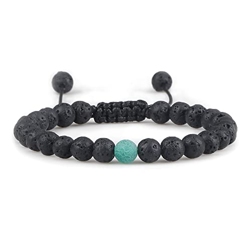 CWZZWS Herren Armbänder 6 mm schwarzer Lava -Steinsteinhandhand handgefertigtes Hämatitkreuz -Perlen -Armband & Armreifen Verstellbare Größe Frauen Handgelenk Handgelenk von CWZZWS