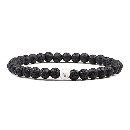 CWZZWS Herren Armbänder 6 mm schwarzer Lava -Steinsteinhandhand handgefertigtes Hämatitkreuz -Perlen -Armband & Armreifen Verstellbare Größe Frauen Handgelenk Handgelenk von CWZZWS