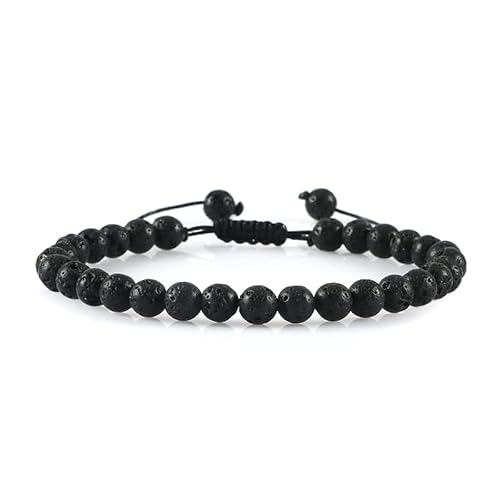 CWZZWS Herren Armbänder 6 mm schwarzer Lava -Steinsteinhandhand handgefertigtes Hämatitkreuz -Perlen -Armband & Armreifen Verstellbare Größe Frauen Handgelenk Handgelenk von CWZZWS