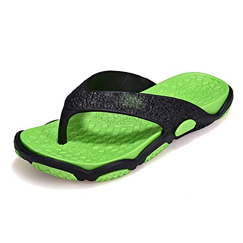 CWZZWS Herren Putschern Sommer Flip Flops Mann Hausschuhe Haus Männer Schuhe weich atmungsaktuelle sandalen comfort lässige Strandschuh (schwarz grün, 9,5) von CWZZWS