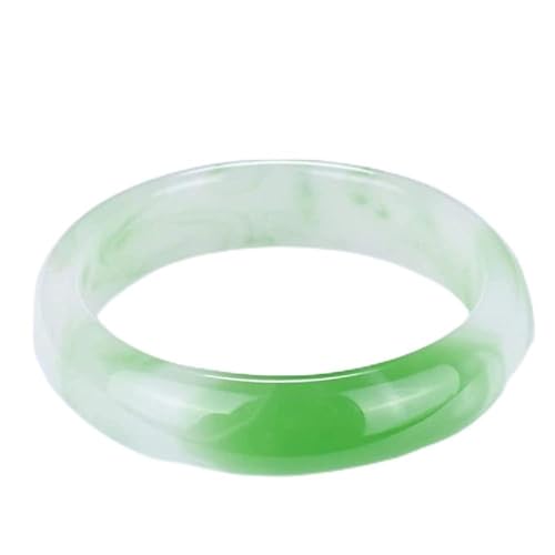 CWZZWS Jade-Armreifen für Frauen, hellgrünes schwimmendes Blumen-Jade-Armreifenarmband, Jade-Armband im chinesischen Stil, bringen Sie viel Glück, chinesischer Feng Shui-Schmuck, 56-62 mm, 58 mm von CWZZWS