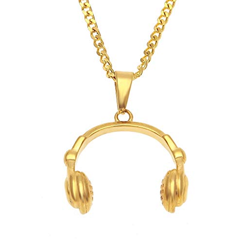 CWZZWS Kopfhörer Anhänger Musik Schmuck Halskette Männer Edelstahl Hüfte Hop Hop Wireless Kopfhörer Kopfhörer Anhänger Schmuck Schmuck von CWZZWS
