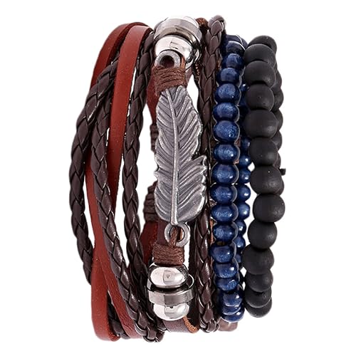 CWZZWS Mädchen Accessoires 1 Set handgewebte Leder -Handgelenk -Kettenarmband für Frauen verstellbare Mode -Armreifenschmuck vorhanden Halskette von CWZZWS
