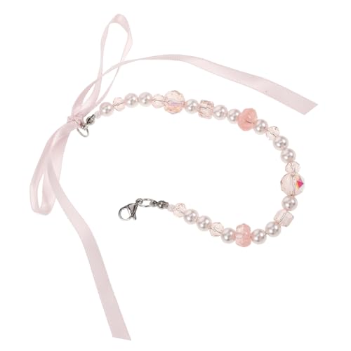 CWZZWS Mädchen Accessoires Bogenperlen Armband Frauen Perlen Frau Zierzweih Armbänder zierliche Kettenarmbänder Imitation Perlen rosa Halskette von CWZZWS