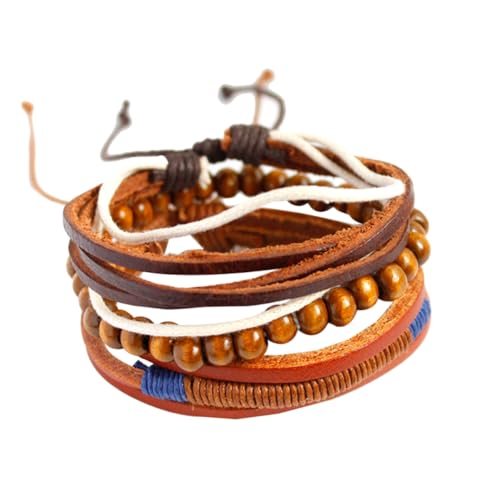 CWZZWS Mädchen Accessoires Multi -Layer Zen Mody Perlen Braunes Leder -Wickelarmband für Männer und Frauen handgefertigtes Halskette von CWZZWS