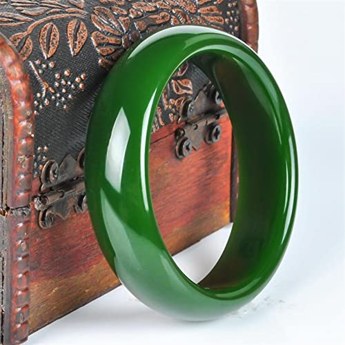 CWZZWS Mädchen juwelry Natural Green Jade Bangle Mode Schmuck Accessoires für Frauen Geschenke echte Jades Stone Armreifen Herren Armbänder (Edelsteinfarbe: 53-54 mm) Accessoires von CWZZWS