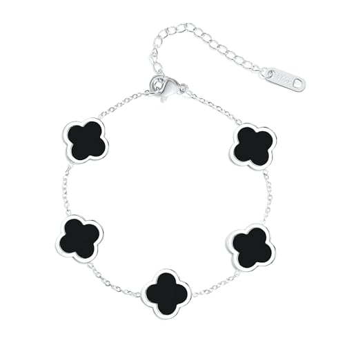 CWZZWS Mädchen juwely einzigartiges vier Blattarmband für Frauen weiß schwarzgrün rote glückliche Link -Klee -Bänder, plattierter Schmuck Weihnachtsfest Valentinstag Geschenke Accessoires von CWZZWS