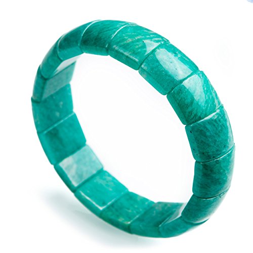 CWZZWS Natürliche Amazonit -Edelstein -Rechteck -Perlen Stretch -Kristallarmband von CWZZWS