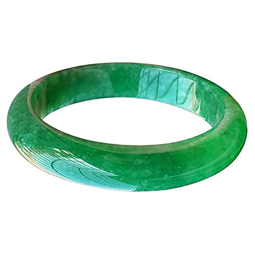 CWZZWS Natural Burmese Jade Armreif Armband Volle grüne Jadeit für Frauen Schmuckschatulle, klassische elegante Dame Green Jade Armreifen, Hochzeit/Jubiläum/Feier, 54-64 mm, 54mm von CWZZWS