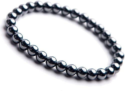 CWZZWS Natural Terahertz Wave Hämatit Edelstein Runde Perlenstreckarmband 6 mm von CWZZWS