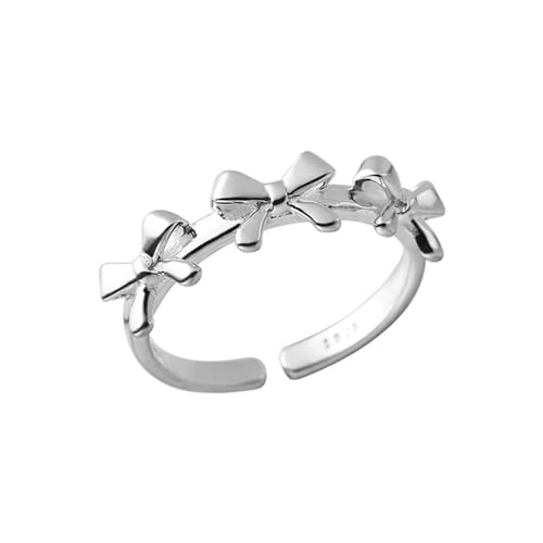 CWZZWS Niedlicher Bogen 925 Sterling Silber Verstellbarer Ring für Frauen Schöne Bogenknoten Urlaub Statement Offene Wrap Finger Ringe Komfort Fit Fode Versprechen Hochzeit Valentinstag Schmuck von CWZZWS