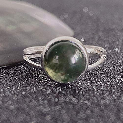 CWZZWS Offene Ringe für Frauen, Vintage einstellbare elegant dunkelgrüne Naturstein Silberringe Romantische Schmuck Geschenk für Mädchen Frauen Paar Verlobungs Hochzeit von CWZZWS
