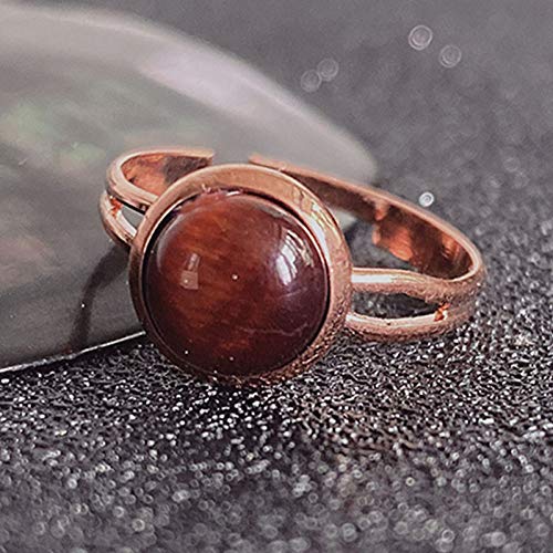 CWZZWS Offene Ringe für Frauen, Vintage einstellbare elegante braune Mondstein von Naturstein Rosengold Ringen Romantisches Schmuck Geschenk für Mädchen Frauen Paar Verlobung Hochzeit von CWZZWS