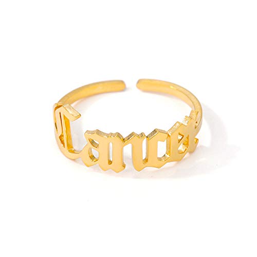 CWZZWS Offene Ringe für Frauen, Vintage einstellbare elegante kreative Krebsbriefendesign Goldene Ringe Romantische Schmuckgeschenk für Mädchen Frauen Paar Engagement Hochzeit von CWZZWS